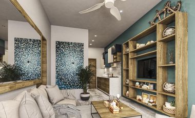 DEPARTAMENTO EN VENTA EN PLAYA DEL CARMEN DE 2 HABITACIONES CON ALBERCA, GYM Y SEGURIDAD 24/7