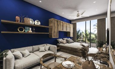 DEPARTAMENTO EN VENTA EN PLAYA DEL CARMEN DE 2 HABITACIONES CON ALBERCA, GYM Y SEGURIDAD 24/7