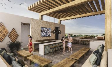 DEPARTAMENTO EN VENTA EN PLAYA DEL CARMEN DE 2 HABITACIONES CON ALBERCA, GYM Y SEGURIDAD 24/7