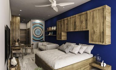 DEPARTAMENTO EN VENTA EN PLAYA DEL CARMEN DE 2 HABITACIONES CON ALBERCA, GYM Y SEGURIDAD 24/7