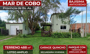CASA  3 AMB MAS GARAGE QUINCHO EN MAR DE COBO