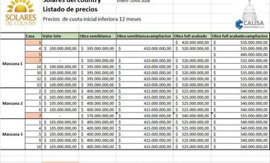 VENTA CASAS Y LOTES SOLARES DEL COUNTRY