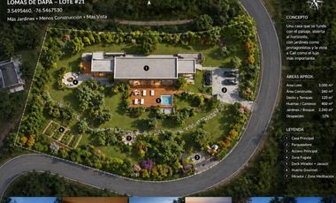 VENTA  lote en  Lomas de Dapa exclusivo condominio cerca a Cali, construye a tu gusto