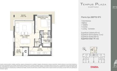 Departamento 2 ambientes en venta - Mart.-Vias/Santa Fe