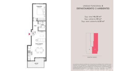 Venta departamento 2 ambientes con patio en Wilde