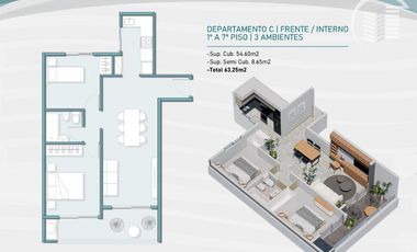 Departamento 3 ambientes en San Martin