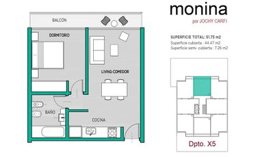 Departamento 2 Ambientes - CASTELAR Norte - Edificio MONINA por Jochy - Estrenar (Dpto. 45)