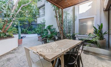 Exclusivo departamento en arriendo con patio privado en El Golf, Las Condes