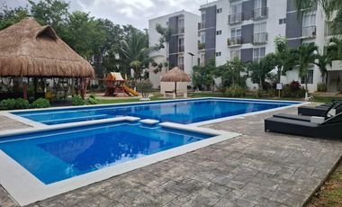 DEPARTAMENTO EN RENTA EN PALMAS TURQUESA EN PLAYA DEL CARMEN, Q. ROO A 10 MIN DE LA PLAYA