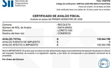 VENTA LOCAL RECOLETA 3D+3B+0EST+1BOD 253M2 LORETO/PATRONATO