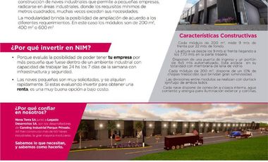 ALQUILER - Naves Industriales Modulares - Desde 440m2 - Canning (Ezeiza)