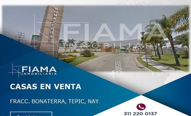 CASAS EN VENTA FRACC. BONATERRA, TEPIC, NAY. (F)