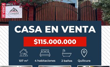 VENTA CASA 4HAB 2BA QUILICURA