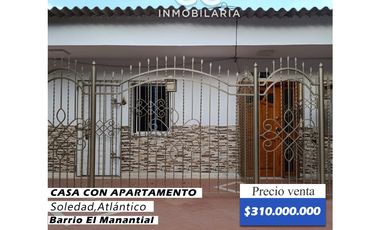 Se vende casa con apartamento - Barrio el manantial - Soledad