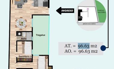 HERMOSO FLAT DE 3 DORMITORIOS EN URB HIGUERETA