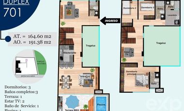 DUPLEX DE 3 DORMITORIOS EN URB HIGUERETA