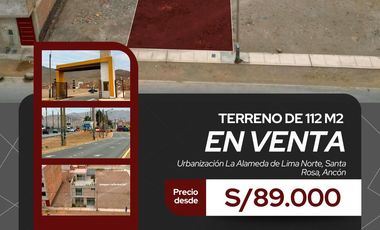 Terreno de 112 m2 en venta, a la espalda de la Panamericana Norte
