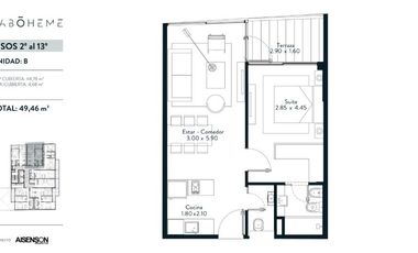 VENTA -  2 AMBIENTES CON BALCON TERRAZA -  VILLA CRESPO - EMPRENDIMIENTO LA BOHEME