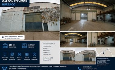 Galpón en Venta en Burzaco | 550 m² Cubiertos | Excelente Altura y Playa al Frente