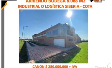ARRIENDO BODEGA 8.088 M2  SIBERIA - ANTES DE PEAJE