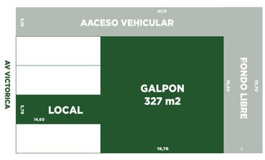 VENTA Local con Galpon de 327 m2 en 2 Plantas sobre Avenida Victorica - Moreno Norte