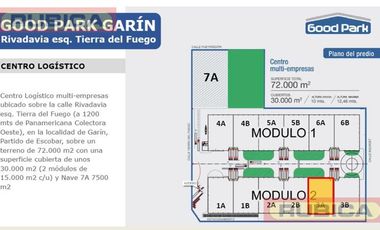 Depósito 3.160 m2 triple A, Centro Logistico en Garin. Panamericana km.37