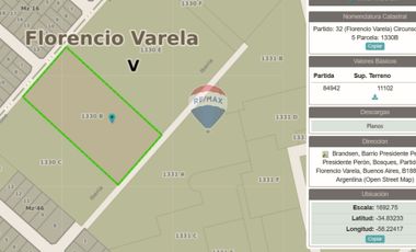 VENTA LOTE TERRENO 11.000 N2  BOSQUES F. VARELA
