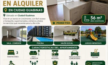 Apartamento en alquiler en Ciudad Guabinas | 3 habitaciones | Primer piso