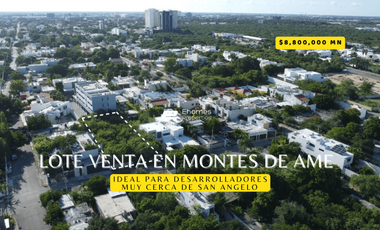 Terreno  venta Merida, Montes de Ame a 150m de Plaza San Angelo, 956m2.