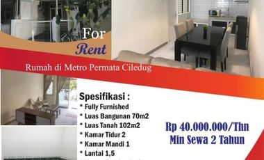 Rumah disewakan di Bumi Permata Indah, Karang Mulya, Karang Tengah, Tangerang, Banten