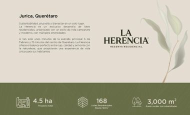 Terreno en  VENTA EN LA HERENCIA FRENTE A TORRE DE PIEDRA GRAN RESERVA
