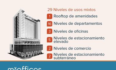 Venta de oficinas desde 23.92 m2 hasta 64.57 m2 en Centro de Monterrey N.L