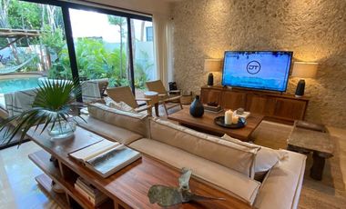 Casa con alberca privada, rooftop con lounge y hamaca, en privada con cancha de