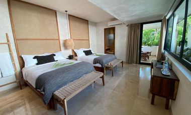 Casa con alberca privada, rooftop con lounge y hamaca, en privada con cancha de