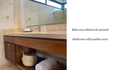 Casa con alberca privada, rooftop con lounge y hamaca, en privada con cancha de