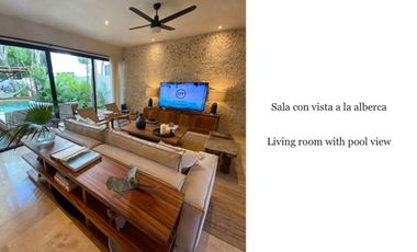Casa con alberca privada, rooftop con lounge y hamaca, en privada con cancha de