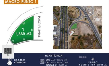 Terrenos Comerciales (1,339m2) Paseo de la Republica (Juriquilla), Qro76. $20mdp
