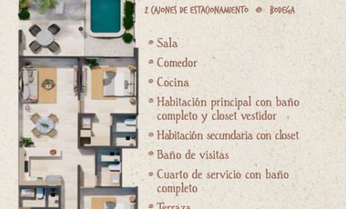 Departamento en venta Najau Mérida Yucatán, Chicxulub-Telchac