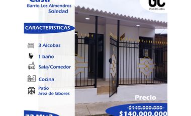 Se vende Casa / Barrio Los Almendros, Soledad