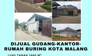 Dijual Gudang Luas Plus Rumah di Buring Kota Malang