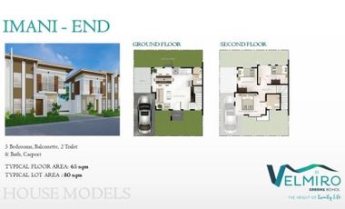 House Model Imani-End: 3 Bedroom House at Velmiro Greens Bohol in Biking, Dauis, Bohol | BOHOLANA REALTY