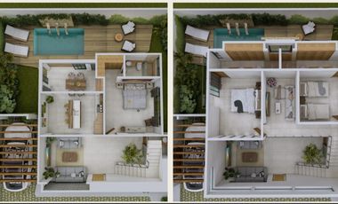 Casa con sala de doble altura, alberca privada en residencial, en venta Tulum.