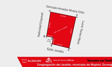 TERRENO EN VENTA, MAPIMI. DURANGO.