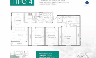 Departamento Torre AGAVE Andares Puerta de Hierro Zapopan en Planta Baja