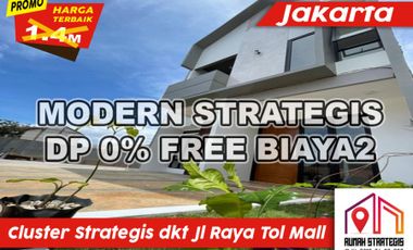 READY TOWNHOUSE MODERN STRATEGIS DP0% FREE BIAYA2 LUBANG BUAYA JAKARTA