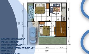 Rumah Villa Dijual Di Batu Malang Tipe 67 Pusat Kota Batu