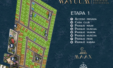 Terrenos en venta en comunidad residencial Wayuum en Chicxulub, Yucatán.