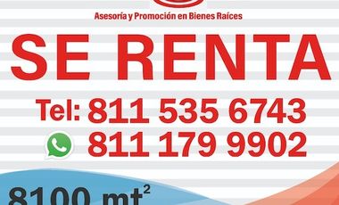 Renta lote  9000m Empresa o nave,  en Avenida Israel Cavazos, Guadalupe, Nuevo Leon