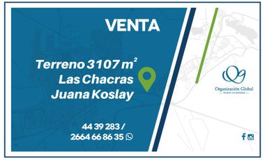 Venta. Terreno 3107 m². Las Chacras. Juana Koslay