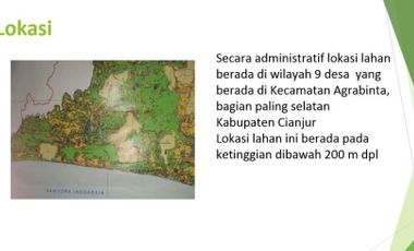 Jual Tanah Perkebunan 5000 Hektar Di Agrabinta Cianjur